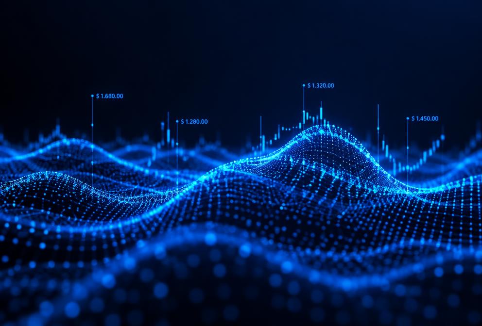 Abstract blue data wave